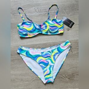 No Boundaries Bright Swirl Print Bikini Set - Size L (11-13)